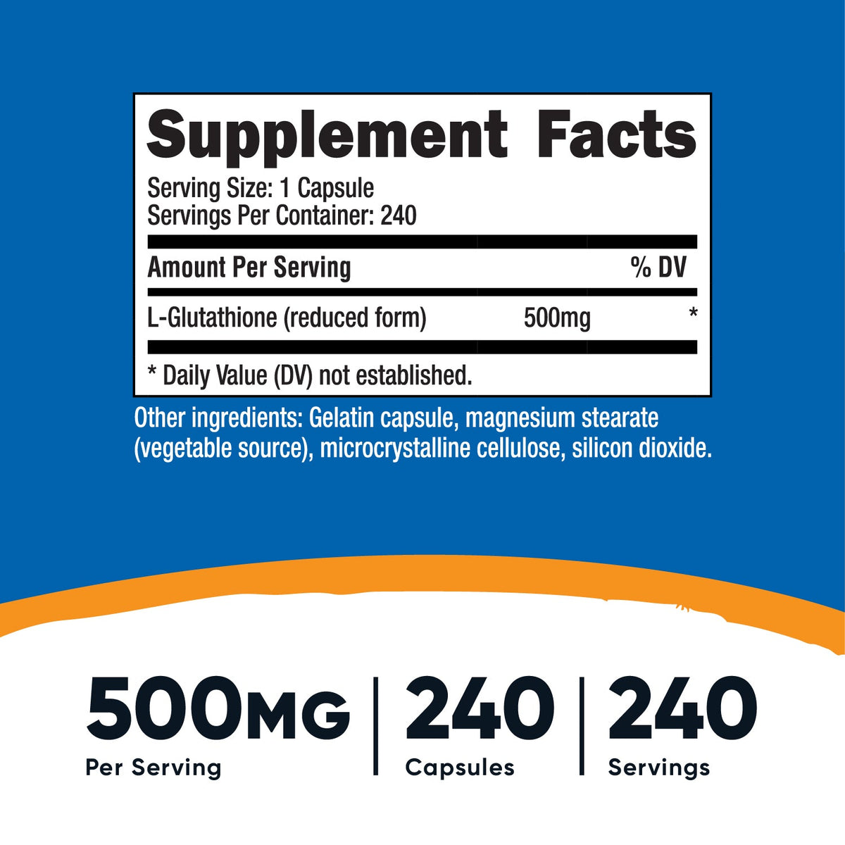  Nutricost Glutathione Capsules 500mg, 240 Capsules - Gluten  Free, Non-GMO : Health & Household