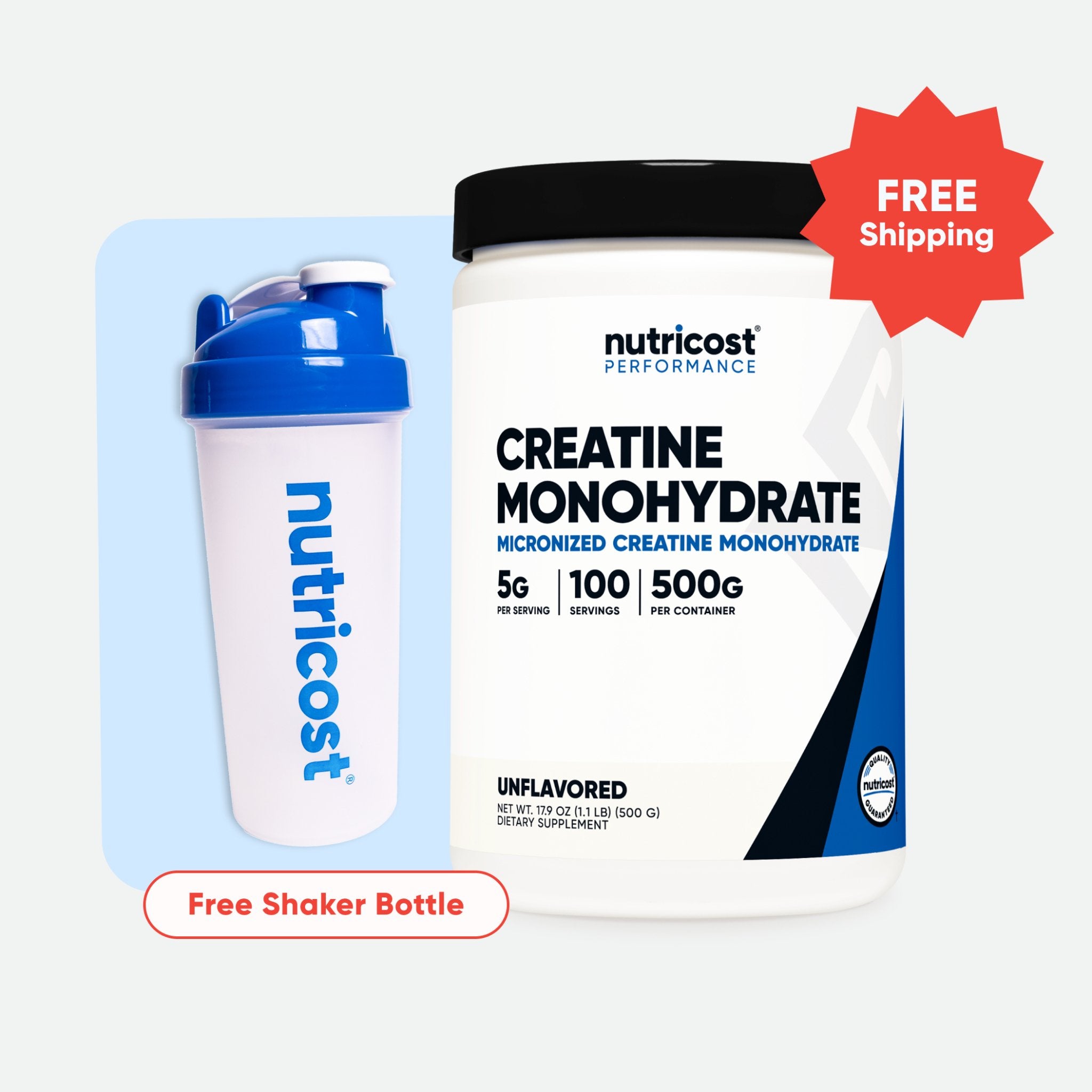 Nutricost Creatine Monohydrate Powder 500g + FREE Shaker