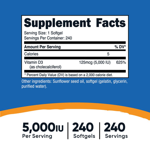 Nutricost Vitamin D3 Softgels - Nutricost