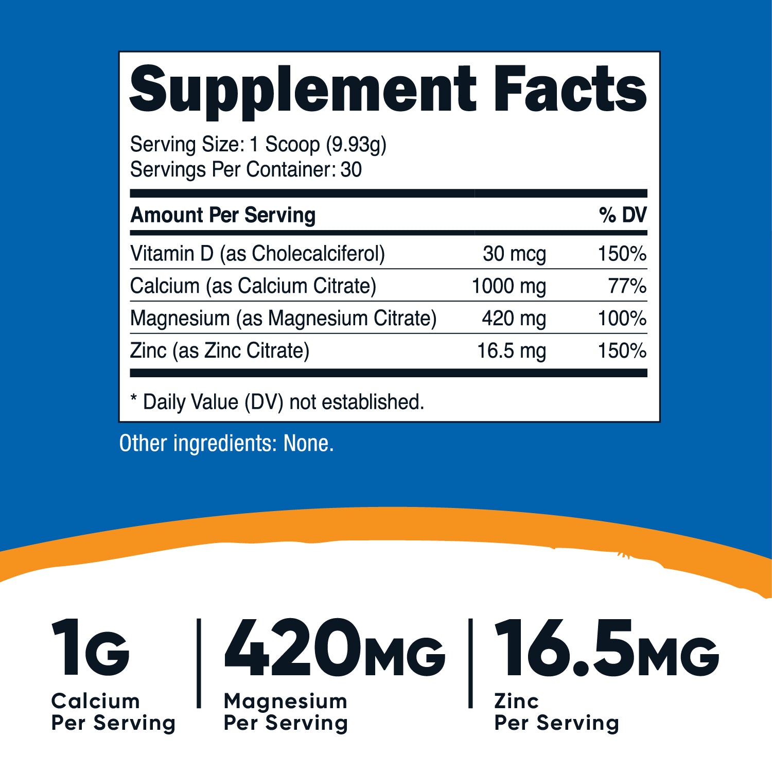 Nutricost Calcium + Magnesium + Zinc Citrates with Vitamin D3 Powder