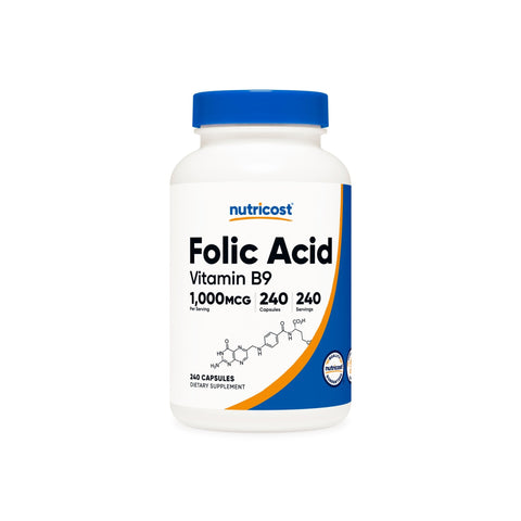 Nutricost Folic Acid (Vitamin B9) Capsules - Nutricost