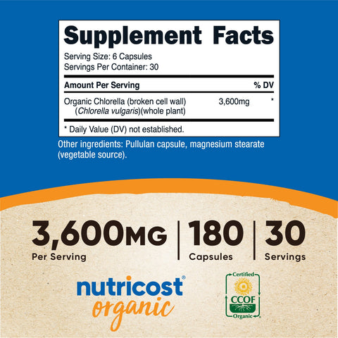 Nutricost Made With Organic Chlorella Capsules - Nutricost
