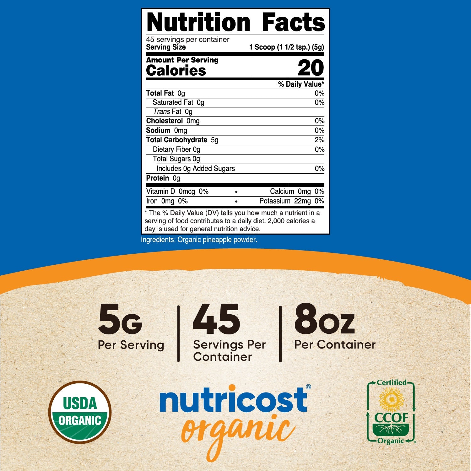 Nutricost Organic Pineapple Juice Powder