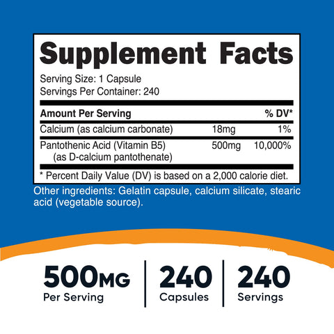 Nutricost Vitamin B5 Pantothenic Acid Capsules - Nutricost