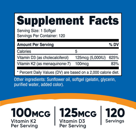 Nutricost Vitamin K2 + Vitamin D3 Softgels - Nutricost